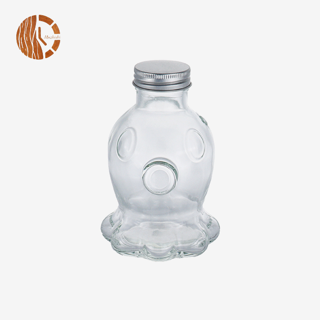 Octopus Shaped Glass Storage Bottle with Metal Lid